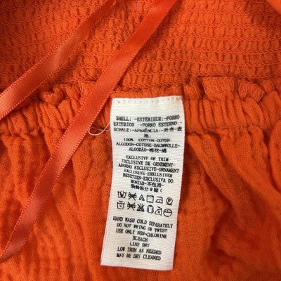 Free People Orange Smocked Tie Straps Tank Top Size Large Boho Flowy Vacation