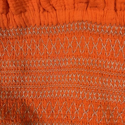 Free People Orange Smocked Tie Straps Tank Top Size Large Boho Flowy Vacation