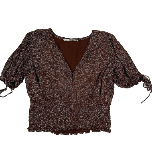 Abercrombie & Fitch Crop Top Womens Size M Dot Print V Neck Smocked Waist Boho