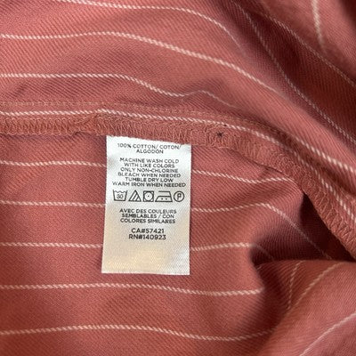 Loft Pink Striped Pleated Front Blouse Top Size S Button Up Modest Feminine Preppy