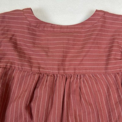 Loft Pink Striped Pleated Front Blouse Top Size S Button Up Modest Feminine Preppy