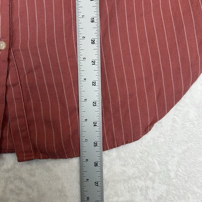Loft Pink Striped Pleated Front Blouse Top Size S Button Up Modest Feminine Preppy
