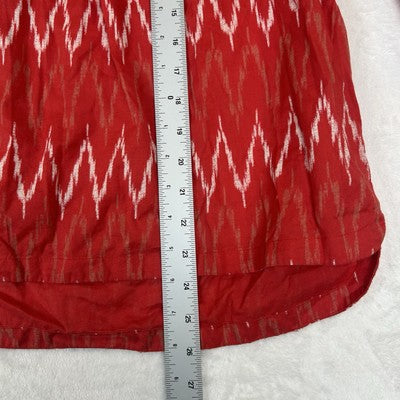 J. Crew Womens Top Blouse Size Small Red Chevron Pattern V-Neck 100% Cotton Boho