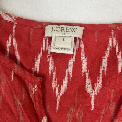 J. Crew Womens Top Blouse Size Small Red Chevron Pattern V-Neck 100% Cotton Boho