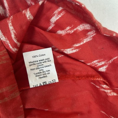 J. Crew Womens Top Blouse Size Small Red Chevron Pattern V-Neck 100% Cotton Boho