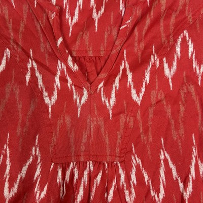 J. Crew Womens Top Blouse Size Small Red Chevron Pattern V-Neck 100% Cotton Boho