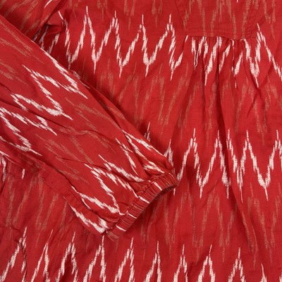 J. Crew Womens Top Blouse Size Small Red Chevron Pattern V-Neck 100% Cotton Boho