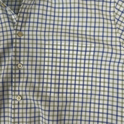Scott Barber Mens XL Short Sleeve Button Up White Plaid Shirt 100% Cotton