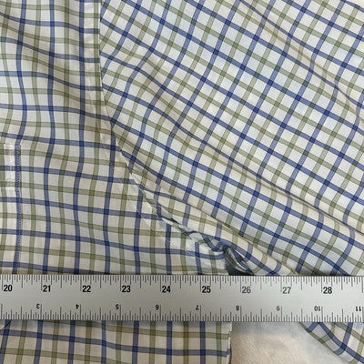 Scott Barber Mens XL Short Sleeve Button Up White Plaid Shirt 100% Cotton