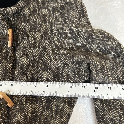 Mulberry Vintage Women's Brown-Beige Print Jacket Coat Blazer Size 4 Wool Toggle