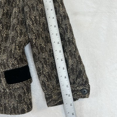 Mulberry Vintage Women's Brown-Beige Print Jacket Coat Blazer Size 4 Wool Toggle