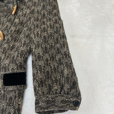 Mulberry Vintage Women's Brown-Beige Print Jacket Coat Blazer Size 4 Wool Toggle