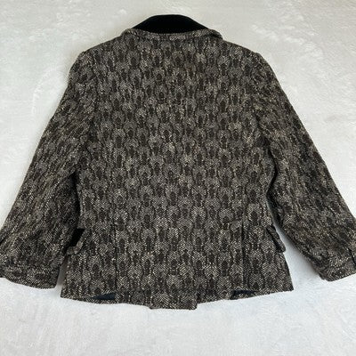 Mulberry Vintage Women's Brown-Beige Print Jacket Coat Blazer Size 4 Wool Toggle