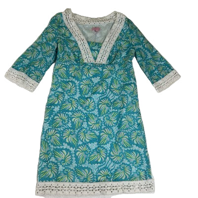 Lilly Pulitzer Shift Dress Size 2 Sherman Shorely Blue Seashell Swirl Print Lined
