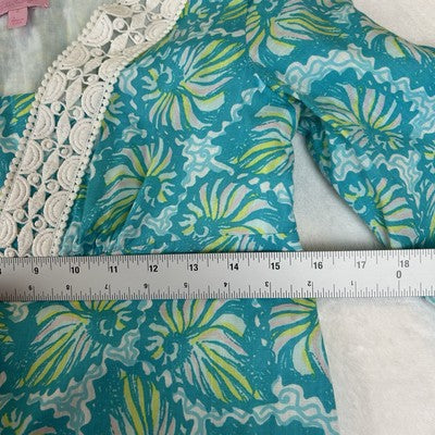 Lilly Pulitzer Shift Dress Size 2 Sherman Shorely Blue Seashell Swirl Print Lined