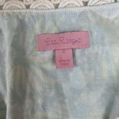 Lilly Pulitzer Shift Dress Size 2 Sherman Shorely Blue Seashell Swirl Print Lined