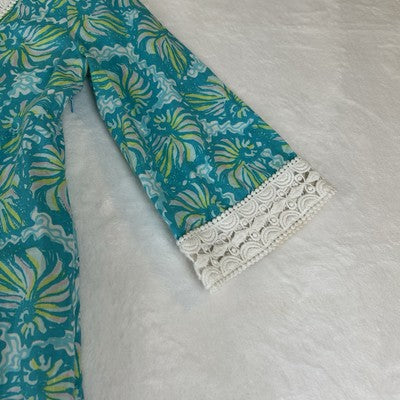 Lilly Pulitzer Shift Dress Size 2 Sherman Shorely Blue Seashell Swirl Print Lined