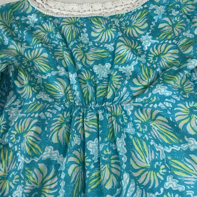 Lilly Pulitzer Shift Dress Size 2 Sherman Shorely Blue Seashell Swirl Print Lined