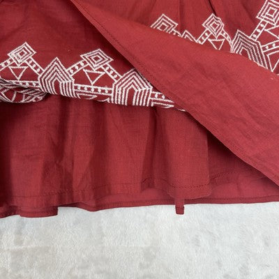 Women's Joie Brick Red Sleeveless Geom Embroidered Top Tank Size 6 Boho Halter