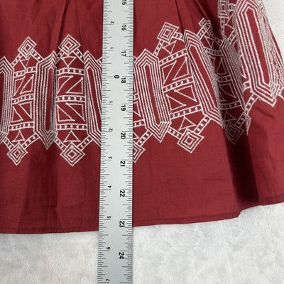 Women's Joie Brick Red Sleeveless Geom Embroidered Top Tank Size 6 Boho Halter