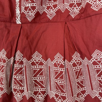 Women's Joie Brick Red Sleeveless Geom Embroidered Top Tank Size 6 Boho Halter