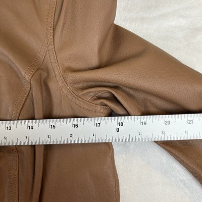 Coldwater Creek Women's Leather Jacket Full Zip Size S Solid Medium Brown Classic