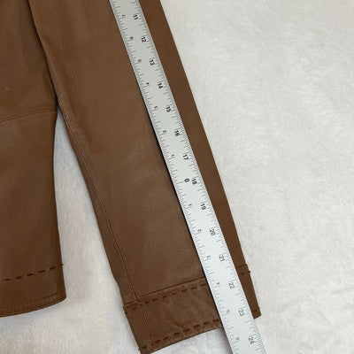 Coldwater Creek Women's Leather Jacket Full Zip Size S Solid Medium Brown Classic