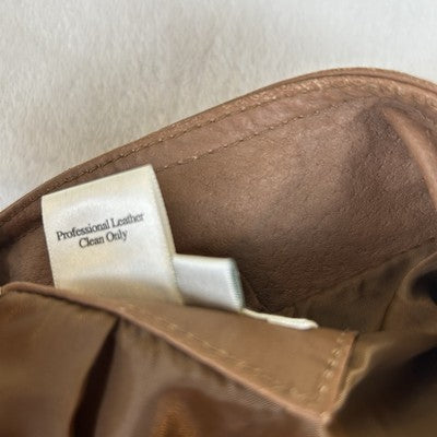 Coldwater Creek Women's Leather Jacket Full Zip Size S Solid Medium Brown Classic
