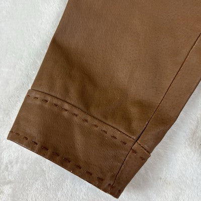 Coldwater Creek Women's Leather Jacket Full Zip Size S Solid Medium Brown Classic