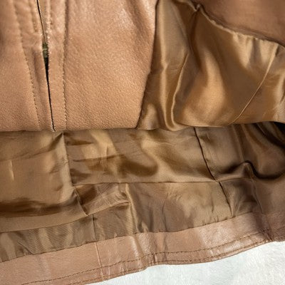 Coldwater Creek Women's Leather Jacket Full Zip Size S Solid Medium Brown Classic