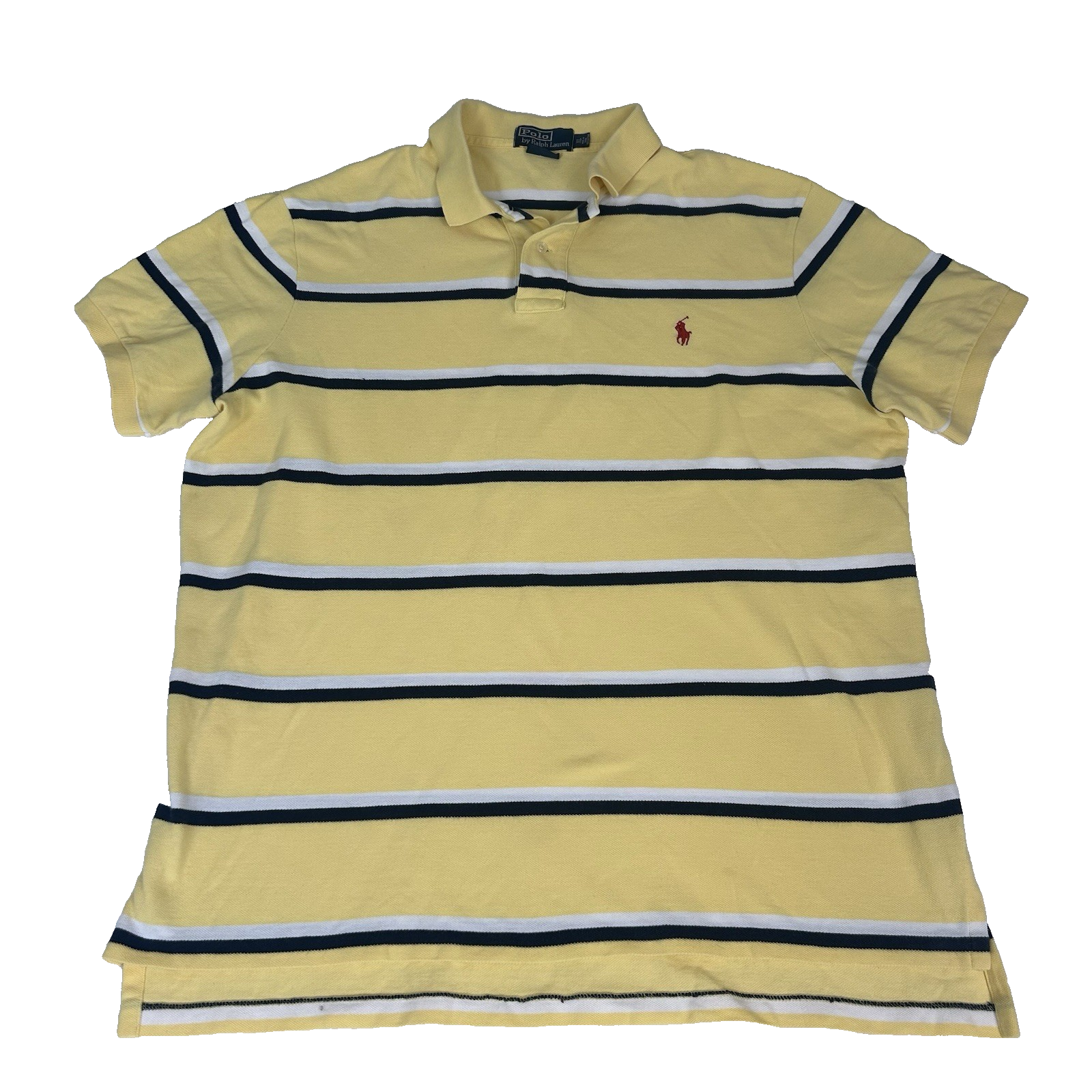 Polo Ralph Lauren Shirt Men XL Yellow Striped Custom Fit Casual 90s Red Pony