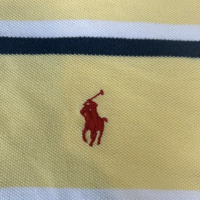 Polo Ralph Lauren Shirt Men XL Yellow Striped Custom Fit Casual 90s Red Pony