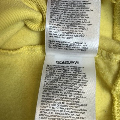 THE NORTH FACE Mens Hoodie Small Yellow Pullover Spell Out Logo Kangaroo Pocket