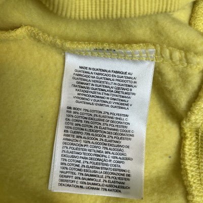 THE NORTH FACE Mens Hoodie Small Yellow Pullover Spell Out Logo Kangaroo Pocket