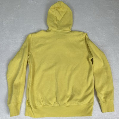 THE NORTH FACE Mens Hoodie Small Yellow Pullover Spell Out Logo Kangaroo Pocket