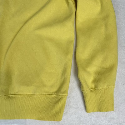 THE NORTH FACE Mens Hoodie Small Yellow Pullover Spell Out Logo Kangaroo Pocket