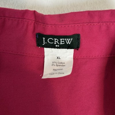 J. Crew Womens Button-Up Collared Shirt Top Pink Size XL 97% Cotton Long Sleeve