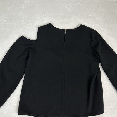 ADL Womens Blouse Top Black Size L Shoulder Cut Out Long Sleeve Flirty Cold Shoulder