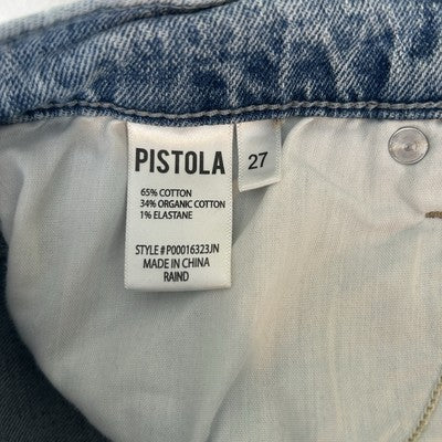 Pistola Jeans High Rise Distressed Straight Legs Size 27 Light Wash Organic Cotton