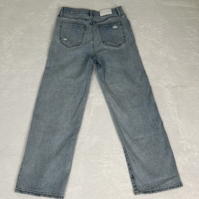 Pistola Jeans High Rise Distressed Straight Legs Size 27 Light Wash Organic Cotton
