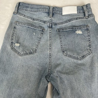 Pistola Jeans High Rise Distressed Straight Legs Size 27 Light Wash Organic Cotton