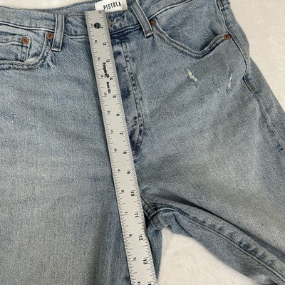 Pistola Jeans High Rise Distressed Straight Legs Size 27 Light Wash Organic Cotton
