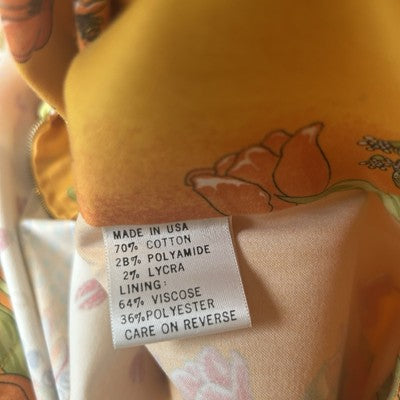 St John Sport by Marie Gray Jacket Size Small Orange Butterfly Floral Art to Wear