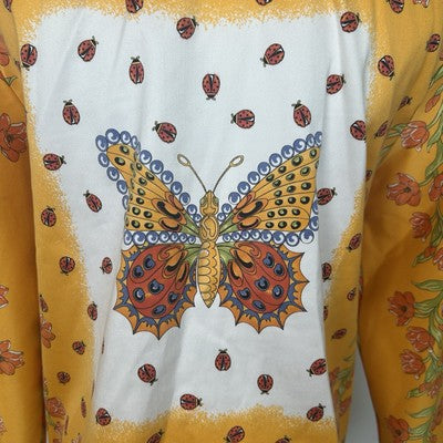St John Sport by Marie Gray Jacket Size Small Orange Butterfly Floral Art to Wear