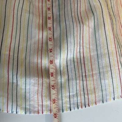 Madewell Womens Ruffle-Strap Smocked Airy Dress Size M Ivory Rainbow Stripes