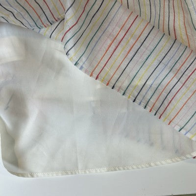 Madewell Womens Ruffle-Strap Smocked Airy Dress Size M Ivory Rainbow Stripes