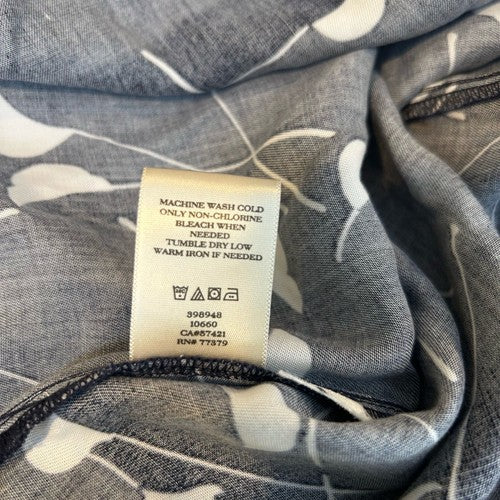 Ann Taylor Dress Womens Petite 8 Blue Wrap Floral Print Tie Waist Romantic Chic