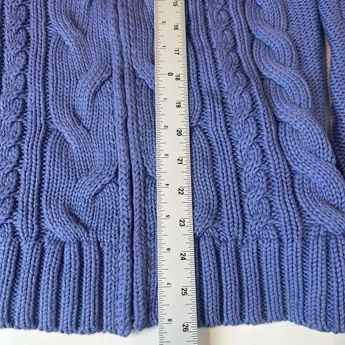 LL Bean Sweater Women Small Purple Cable Knit Long Sleeve Mock Neck Classic Preppy