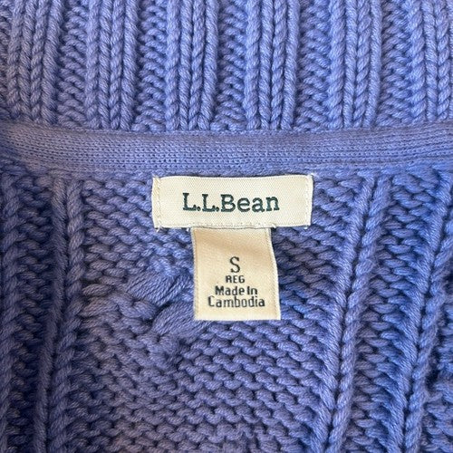 LL Bean Sweater Women Small Purple Cable Knit Long Sleeve Mock Neck Classic Preppy