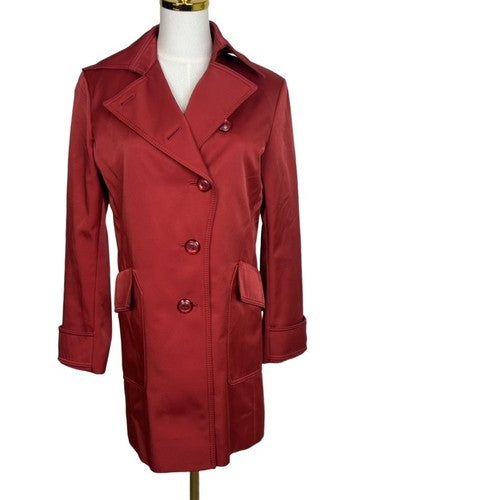 Cole Haan Coat Womens Size 2 Red Double Breasted Notched Collar Vintage Classic